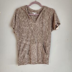 New York & Company Pullover Hoodie Short Sleeve Taupe Color Women's Top Size XS